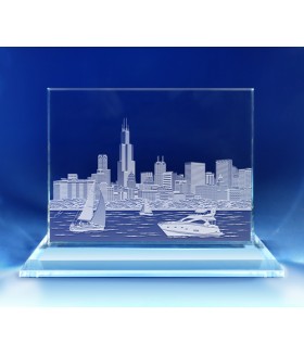 Chicago Skyline (South Side View) on Rectangle Award  -  Hand-Engraved on Horizontal 1/2"