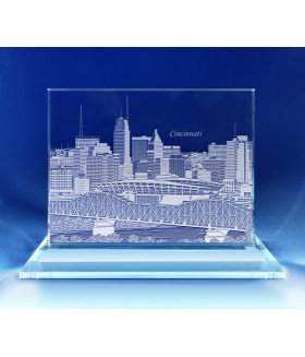 Cincinnati, Ohio Skyline on Rectangle Award  -  Hand-Engraved on Horizontal 1/2"
