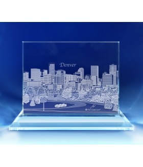 Denver, Colorado Skyline on Rectangle Award  -  Hand-Engraved on Horizontal 1/2"
