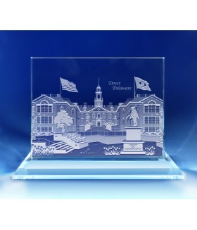 Dover, Delaware Skyline on Rectangle Award  -  Hand-Engraved on Horizontal 1/2"