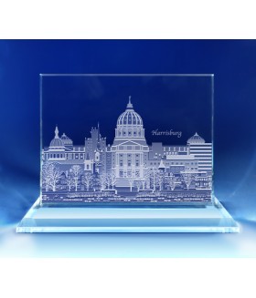 Harrisburg, Pennsylvania Skyline on Rectangle Award  -  Hand-Engraved on Horizontal 1/2"