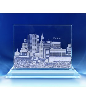 Hartford, Connecticut Skyline on Rectangle Award  -  Hand-Engraved on Horizontal 1/2"