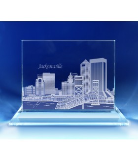 Jacksonville, Florida Skyline on Rectangle Award  -  Hand-Engraved on Horizontal 1/2"