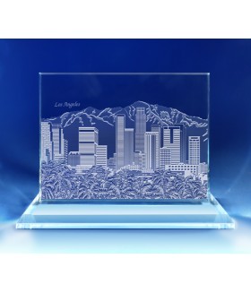 Los Angeles, California Skyline on Rectangle Award  -  Hand-Engraved on Horizontal 1/2"