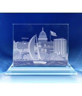 Madison, Wisconsin Skyline on Rectangle Award  -  Hand-Engraved on Horizontal 1/2"