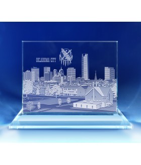 Oklahoma City, Oklahoma Skyline on Rectangle Award  -  Hand-Engraved on Horizontal 1/2"