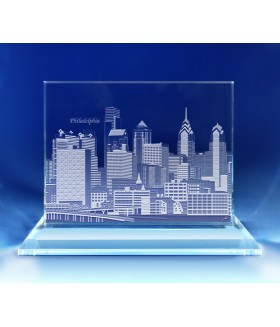 Philadelphia, Pennsylvania Skyline on Rectangle Award  -  Hand-Engraved on Horizontal 1/2"