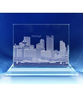 Pittsburgh, Pennsylvania Skyline on Rectangle Award  -  Hand-Engraved on Horizontal 1/2"