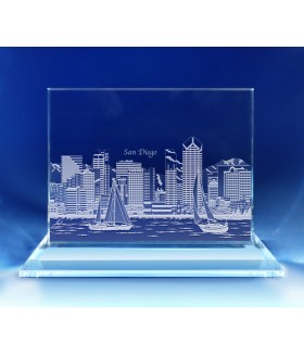 San Diego, California Skyline on Rectangle Award  -  Hand-Engraved on Horizontal 1/2"
