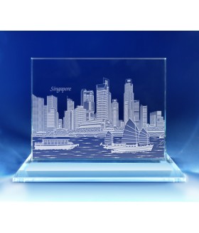 Singapore Skyline on Rectangle Award  -  Hand-Engraved on Horizontal 1/2"