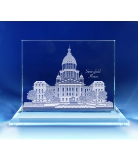Springfield, Illinois Skyline on Rectangle Award  -  Hand-Engraved on Horizontal 1/2"
