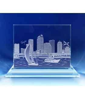 Tampa, Florida Skyline on Rectangle Award  -  Hand-Engraved on Horizontal 1/2"