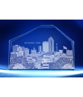 Des Moines, Iowa Skyline on Royal Crescent -  Hand-Engraved