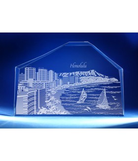 Honolulu, Hawaii Skyline on Royal Crescent -  Hand-Engraved