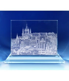 Kiev, Ukraine Skyline on Rectangle Award  -  Hand-Engraved on Horizontal 1/2"