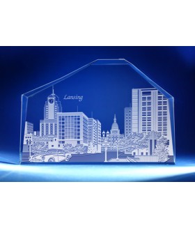 Lansing, Michigan Skyline on Royal Crescent -  Hand-Engraved