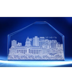 Salt Lake City, Utah Skyline on Royal Crescent -  Hand-Engraved Salt Lake City, Utah Skyline on Royal Crescent -  Hand-Engraved