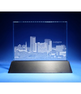 Lexington Skyline on Rectangle Award w/ Luminary Base  -  Sub-Surface Laser Engraved on Horizontal 1/2"