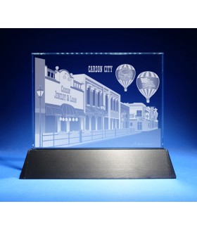 Carson City, Nevada Skyline on Rectangle Award w/ Luminary Base  -  Sub-Surface Laser Engraved on Horizontal 1/2"