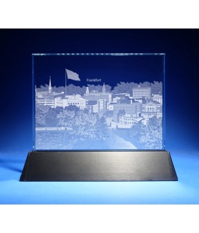Frankfort, Kentucky Skyline on Rectangle Award w/ Luminary Base  -  Sub-Surface Laser Engraved on Horizontal 1/2"