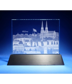 Helena, Montana Skyline on Rectangle Award w/ Luminary Base  -  Sub-Surface Laser Engraved on Horizontal 1/2"