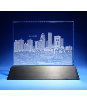 Louisville Skyline on Rectangle Award w/ Luminary Base  -  Sub-Surface Laser Engraved on Horizontal 1/2"