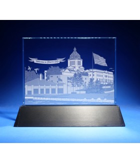 Pierre, South Dakota Skyline on Rectangle Award w/ Luminary Base  -  Sub-Surface Laser Engraved on Horizontal 1/2" Pierre, South Dakota Skyline on Rectangle Award w/ Luminary Base  -  Sub-Surface Laser Engraved on Horizontal 1/2"