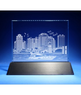 West Palm Beach Skyline on Rectangle Award w/ Luminary Base  -  Sub-Surface Laser Engraved on Horizontal 1/2"