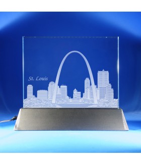 St. Louis Skyline on Rectangle Award w/ Luminary Base  -  Hand-Engraved on Horizontal 1/2"