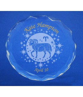 Zodiac Aries Gem Cut Paperweight