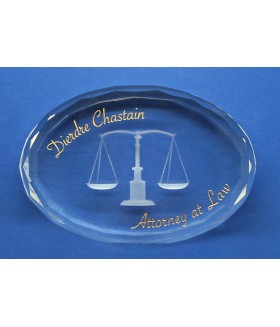 Scale of Justice Oval Gem Cut Paperweight