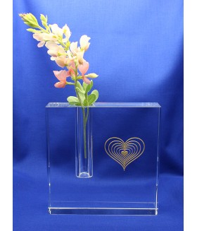 Block Bud Vase w Gold Colored Heart