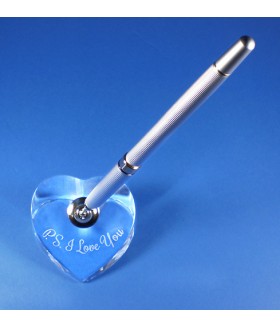 Crystal Heart Pen Holder