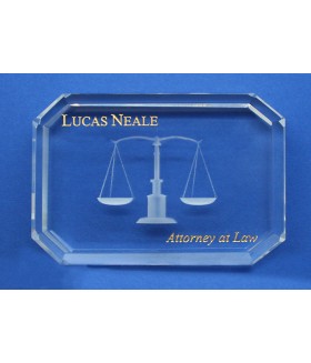 Scale of Justice Oblong Gem Cut Paperweight